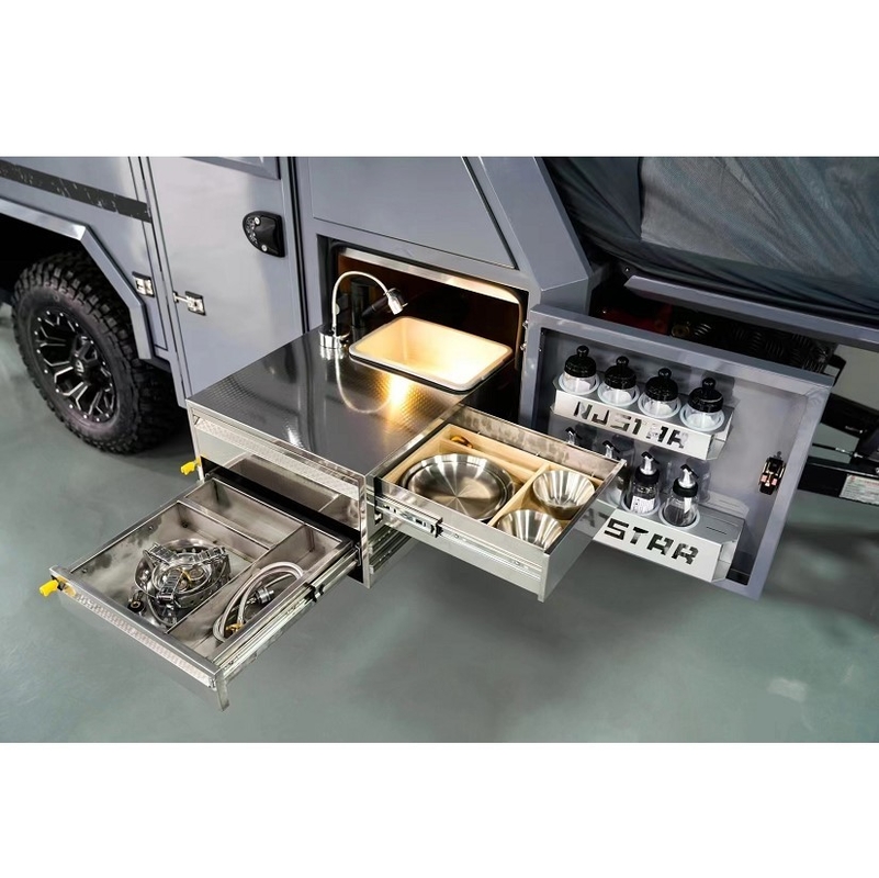 16ft Off Road Folding Camper Trailer met een capaciteit van 2 volwassenen en 2 kinderen Travel Trailer