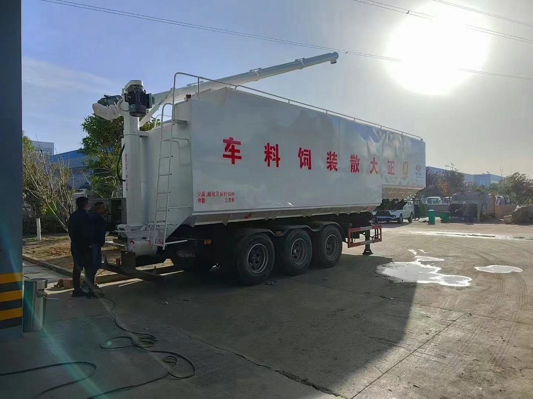 12m Euro6 Bulk Feed Semi-trailer Hydraulische stuurbekrachtiging voor het vervoer van diervoeders