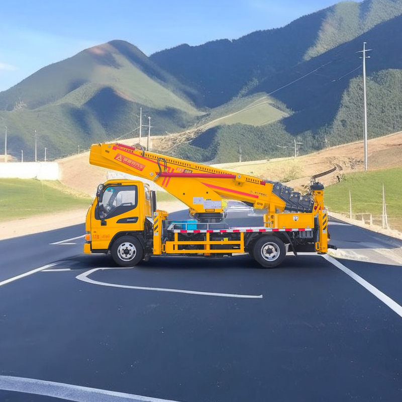 25m Diesel Aerial Work Platform Truck 2 Assen met voor- en achter V Outriggers Noodpomp