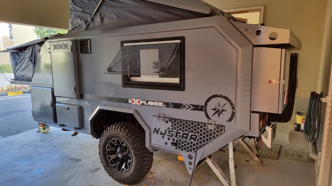 16ft Off Road Folding Camper Trailer met een capaciteit van 2 volwassenen en 2 kinderen Travel Trailer